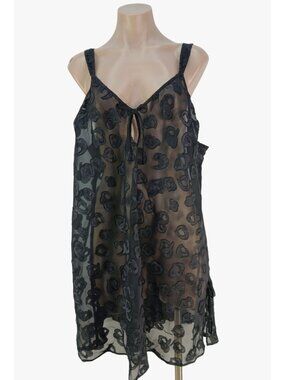 Morgan Taylor Intimates Black Sheer Floral Nighty Lingerie Size 2X Plus Sleepwea